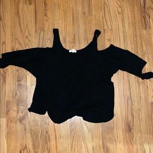 Black cold shoulder half sleeve shirt